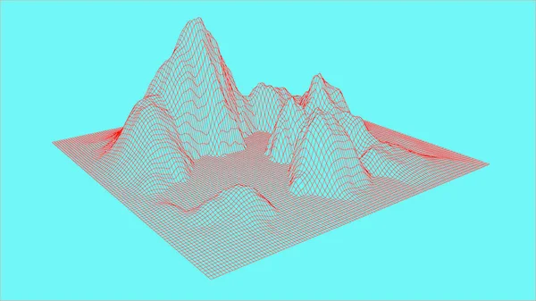 摘要数字景观 线框景观背景 3D未来学矢量说明 — 图库矢量图片