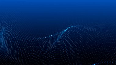 Parçacıkların soyut dijital dalgası. Gelecekçi nokta dalgası. Teknoloji arka plan vektörü. 3d.