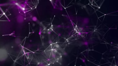 Renkli çokgen boşluk. Bağlantı noktaları ve çizgi yapısı. Dijital arka plan. Üç boyutlu. Üçgen fütüristik iş duvar kâğıdı. 4k animasyon.