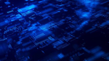 Soyut teknoloji arka planı. Fütürist matris parçacıkları. Üç boyutlu. Büyük veri dijital kodu.