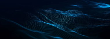 Parçacıkların soyut dijital dalgası. Gelecekçi nokta dalgası. Teknoloji geçmişi. 3d.