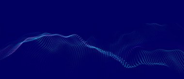 Parçacıkların soyut dijital dalgası. Gelecekçi nokta dalgası. Teknoloji arka plan vektörü. 3d.