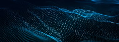 Parçacıkların soyut dijital dalgası. Gelecekçi nokta dalgası. Teknoloji geçmişi. 3d.