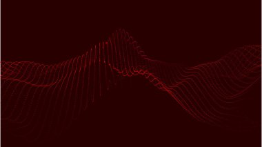 Parçacıkların soyut dijital dalgası. Gelecekçi nokta dalgası. Teknoloji arka plan vektörü. 3d.