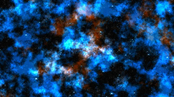 Seamless loop galaxy exploration through outer space towards glowing milky way galaxy. Nebulae, clouds and stars field. Black space emptiness with clouds of nebulas from molecular gas. 3d