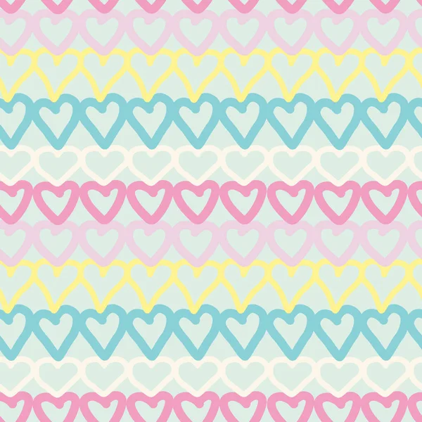 Seamless Pattern Colorful Rainbow Hearts Light Blue Background Vector Illustration — Stockvector