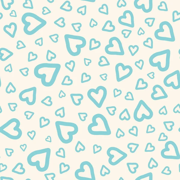 Seamless Pattern Blue Hearts Cream Beige Background Vector Illustration Ideal — Stockvector