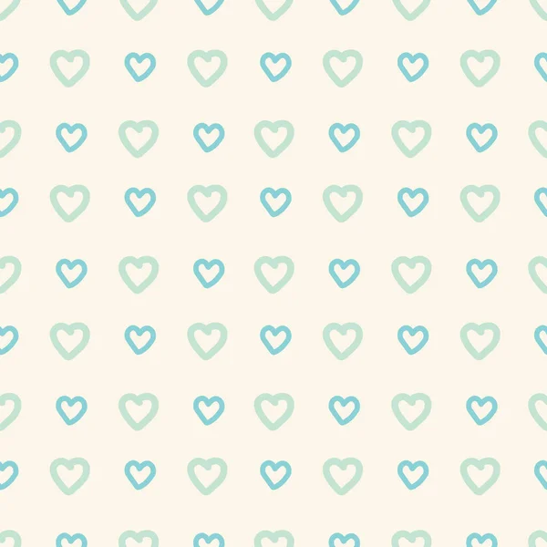 Seamless Pattern Blue Hearts Cream Beige Background Vector Illustration Ideal — Stockvector