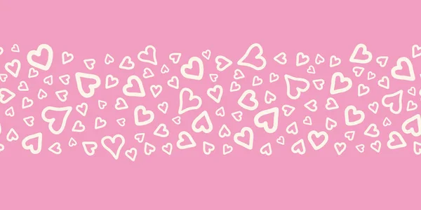 Beige Cream Hearts Border Pink Background Vector Illustration Ideal Print — Stock vektor