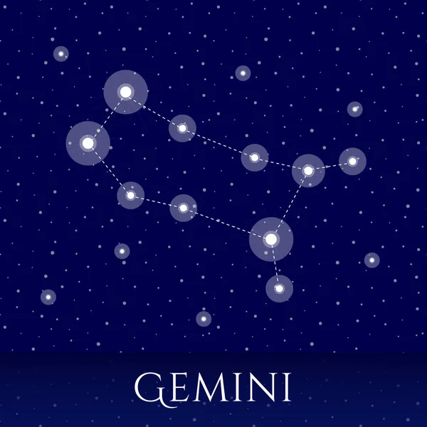Ikrek Csillagkép Vektoros Illusztráció Gemini Csillagképpel Kék Csillagos Háttérrel Gemini — Stock Vector