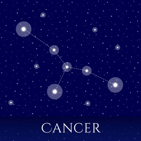 Zodiac Constellation Cancer Vector Illustration Cancer Constellation Blue Starry Background — Stock Vector