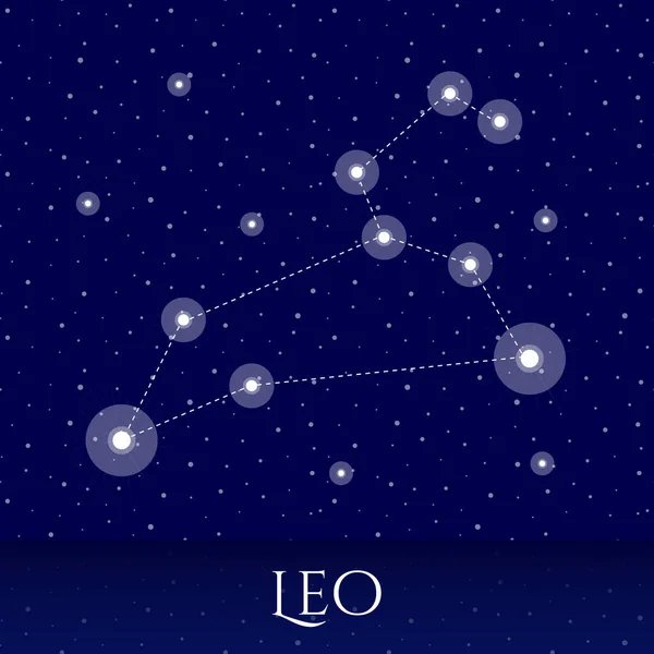 Zodiac Constellation Leo Vector Illustration Leo Constellation Blue Starry Background — Stock Vector