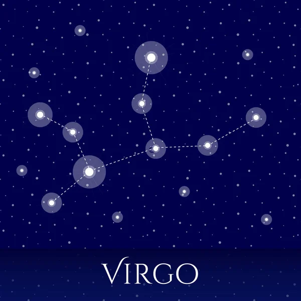 Zodiac Constellation Virgo Vector Illustration Virgo Constellation Blue Starry Background — Stock Vector