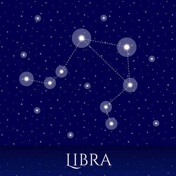 Zodiac Constellation Libra Vector Illustration Libra Constellation Blue Starry Background — Stock Vector