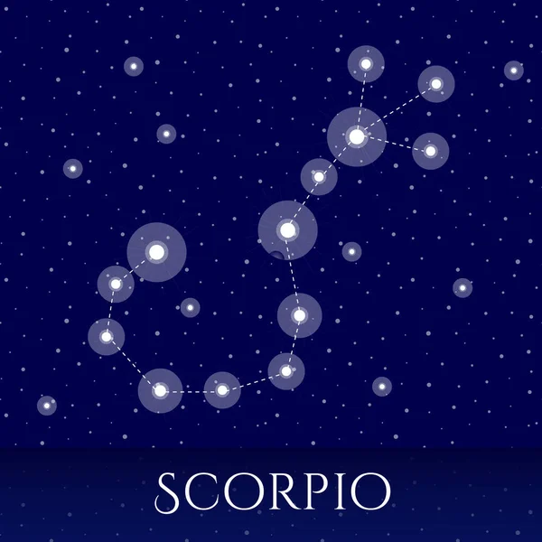 Zodiac Constellation Scorpio Vector Illustration Scorpio Constellation Blue Starry Background — Stok Vektör