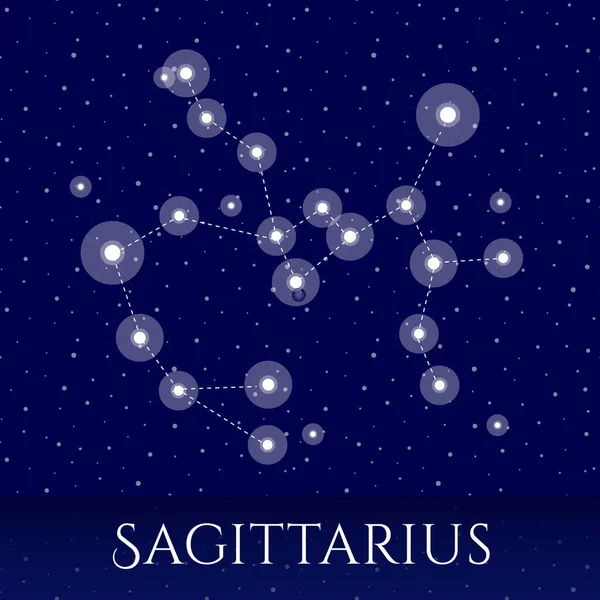 Zodiac Constellation Sagittarius Vector Illustration Sagittarius Constellation Blue Starry Background — Stock Vector