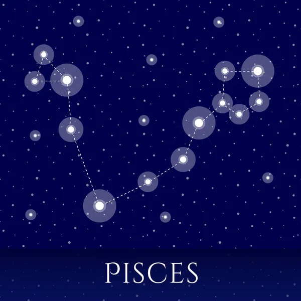 Zodiac Constellation Pisces Vector Illustration Pisces Constellation Blue Starry Background — Vector de stock