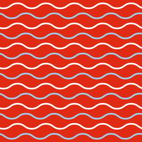 Wave Background Vector Seamless Pattern Red White Color Wave Lines — Stock vektor