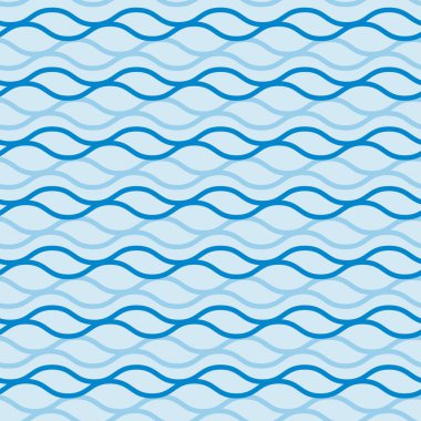 Wave background vector seamless pattern, blue lines, abstract geometric effect backdrop texture illustration. Vector illustration