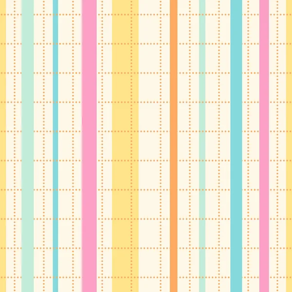 Vector geometric seamless pattern, with plaid colorful stripes, over cream background. Ideal for prints, home and bedroom decoration