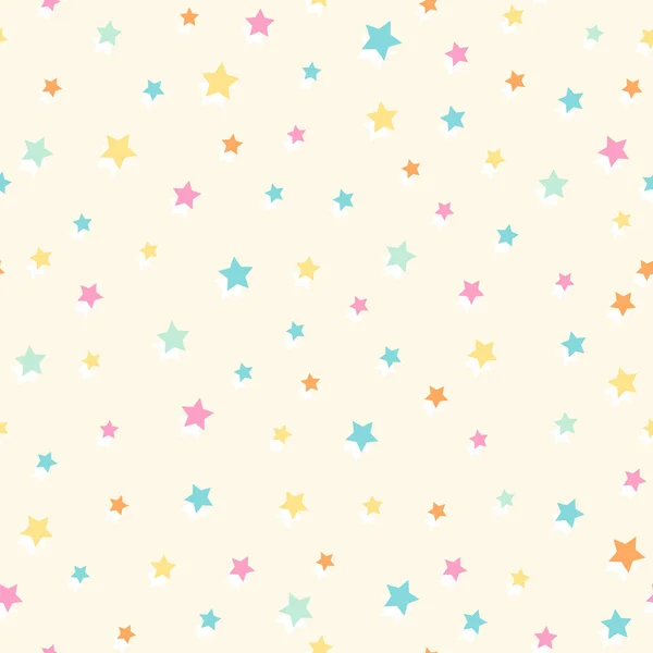 Cute Vector Geometric Seamless Pattern Colorful Stars White Shadow Cream — Vector de stock