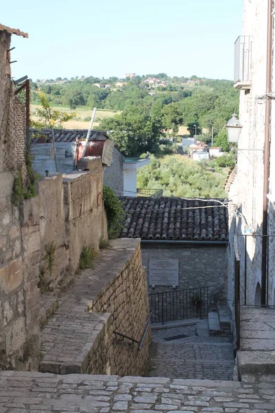 beautiful landscape with the old village in the background