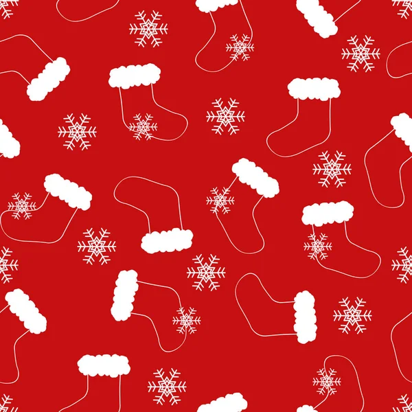 Rode Sok Met Witte Sneeuwvlok Illustratie Naadloos Patroon Rode Kleur — Stockfoto