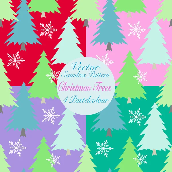 Green Blue Christmas Pine Tree Snowflake Vector Seamless Pattern Illustration — Stockvector