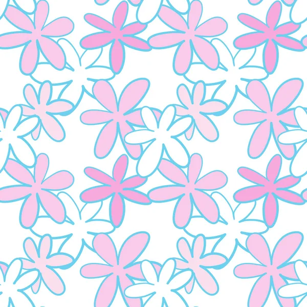 White Pink Daisy Petal Flower Blossom Vector Seamless Pattern Abstract — Image vectorielle