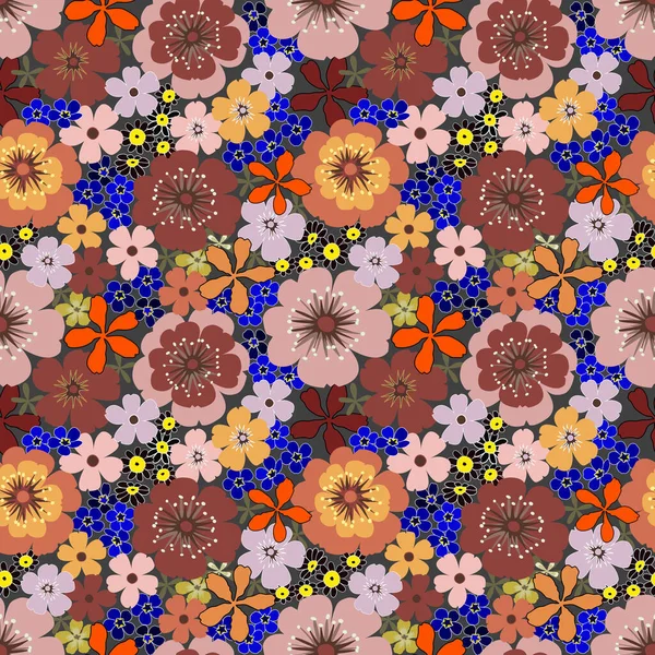 Векторный Бесшовный Рисунок Коричневым Лепестком Цветка Анемоны Весенний Цветок Иллюстрация — стоковый вектор