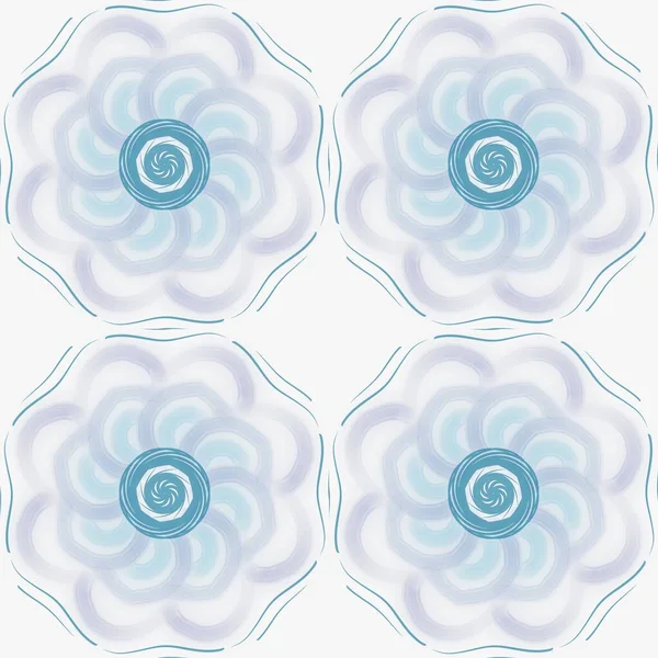 Illustration Seamless Patterns Drawing Blue Line Mandalas Repeat Pattern Glass — 图库照片