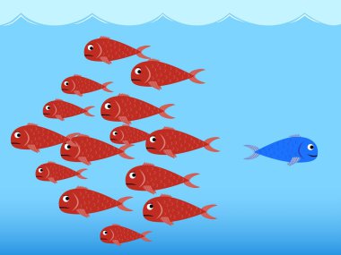 mavi ve kırmızı balıklar