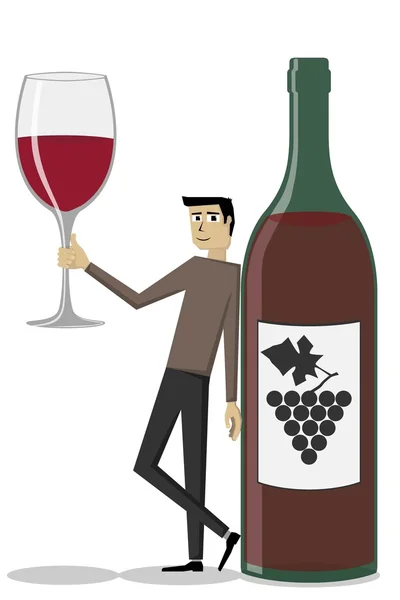 adam şarap kadehi ve şişe