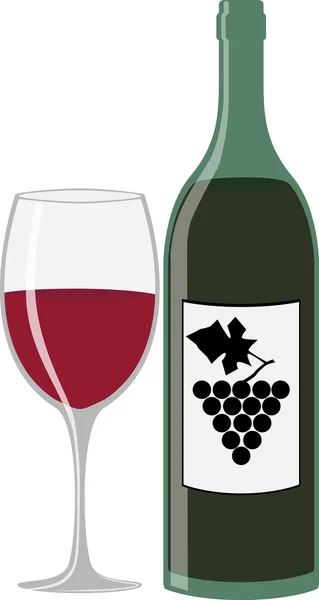 Garrafa de vinho e vidro — Vetor de Stock