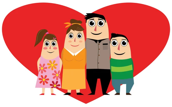 Family in red heart — Stock Vector