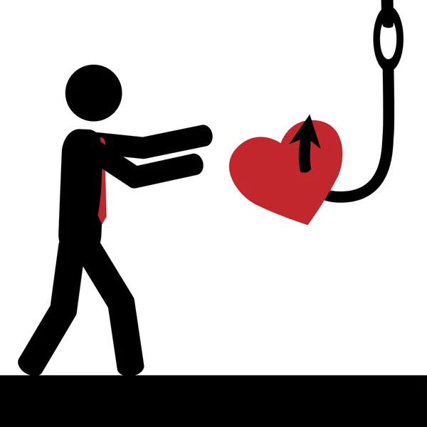 Man,heart and hook — Stock Vector