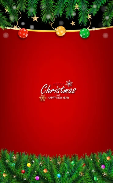 포스트 크리스마스 뉴이어 2022 Xmas Ornaments Red 배경에 장식적 디자인 — 스톡 벡터