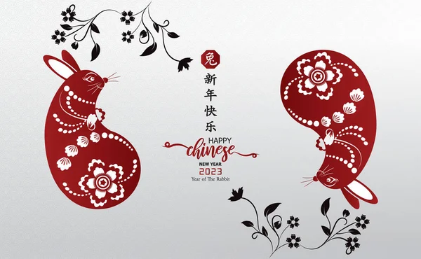 Glad Kinesisk Nyår 2023 Kanin Charector Med Asiatisk Stil Kinesisk — Stock vektor