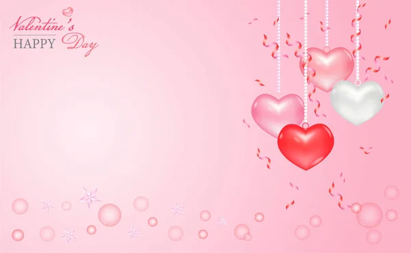 Happy Valentine Day Postcard Heart Ballon Vector — Stock Vector