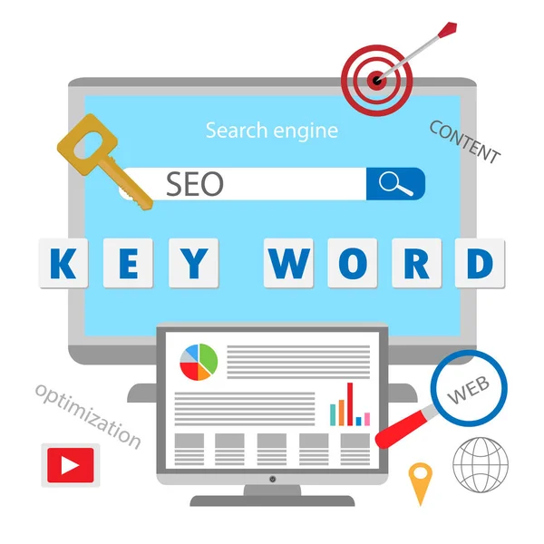 Сео Маркетинговая Кампания Sem Business Search Engine Интернет Маркетинг Поиска — стоковый вектор
