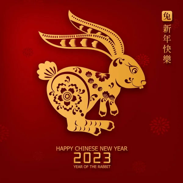 Banner Happy Chinese New Year 2023 Year Rabbit Charector Asian — Stockvektor