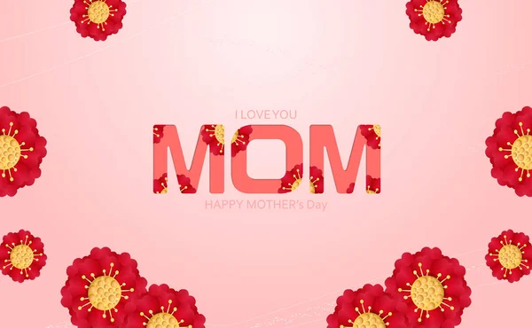 Mother Day Card Background Paper Cut Follower Vector — Vetor de Stock