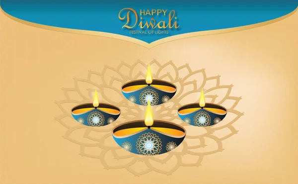 Carte Postale Diwali Deepavali Festival Dipavali Lumières Inde Image Vectorielle — Image vectorielle