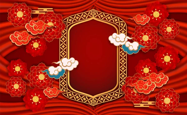Happy Chinese new year 2023,2024 year of The Tiger paper cut asian elements with craft style on background. Chinese translation is Happy chinese new year.