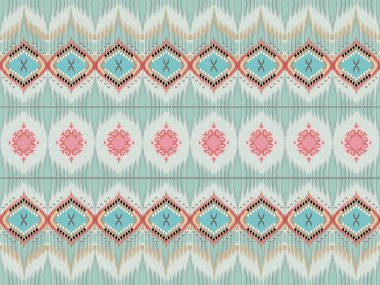 fabric ikat seamless pattern geometric ethnic traditional embroidery style.Design for background carpet wallpaper clothing wrapping Batik fabric illustration embroidery style