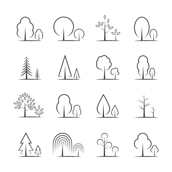 나무와 아이콘은 설정되어 사이트 모바일 디자인을 — 스톡 벡터