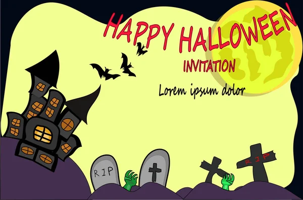 Sfondo Halloween Includono Mosca Pipistrello Dal Castello Alla Luna Gialla — Foto Stock