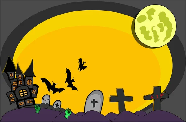 Sfondo Halloween Includono Mosca Pipistrello Dal Castello Alla Luna Gialla — Foto Stock