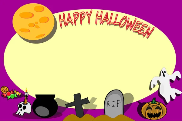 Invito Carta Halloween Includono Calderone Croce Lapide Tratta Cimitero Jack — Foto Stock