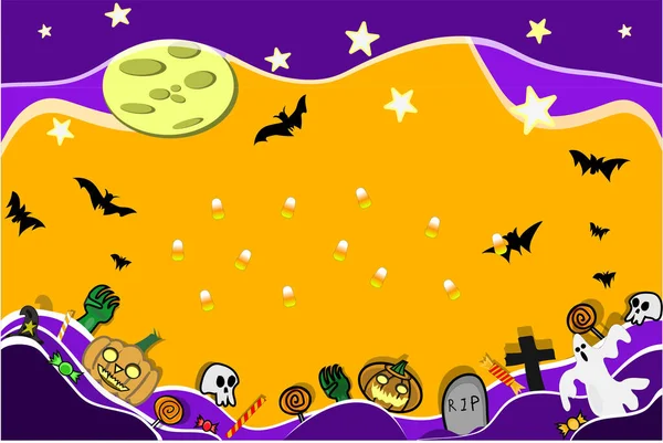 Felice Halloween Partito Invito Carta Sfondo Includono Luna Zucche Stile — Foto Stock